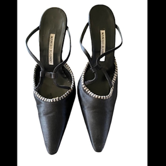 MANOLO BLAHNIK Satin Pointed-Toe Mules SZ 39.5 - Picture 3 of 8